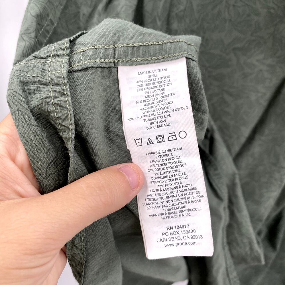 Prana Green Patterned Lightweight Button Down Xl … - image 5